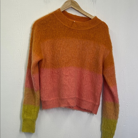 Free People - Autumn Sky Ombre Color Block Wool Blend Long Sleeve Sweater Size S - Picture 5 of 7